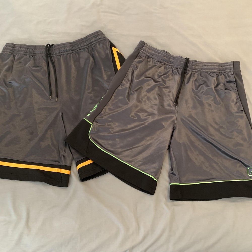 AND1 Shorts Mens 2XL Gray Black Mesh Basketball Gym Athletic Lot 2 Pack